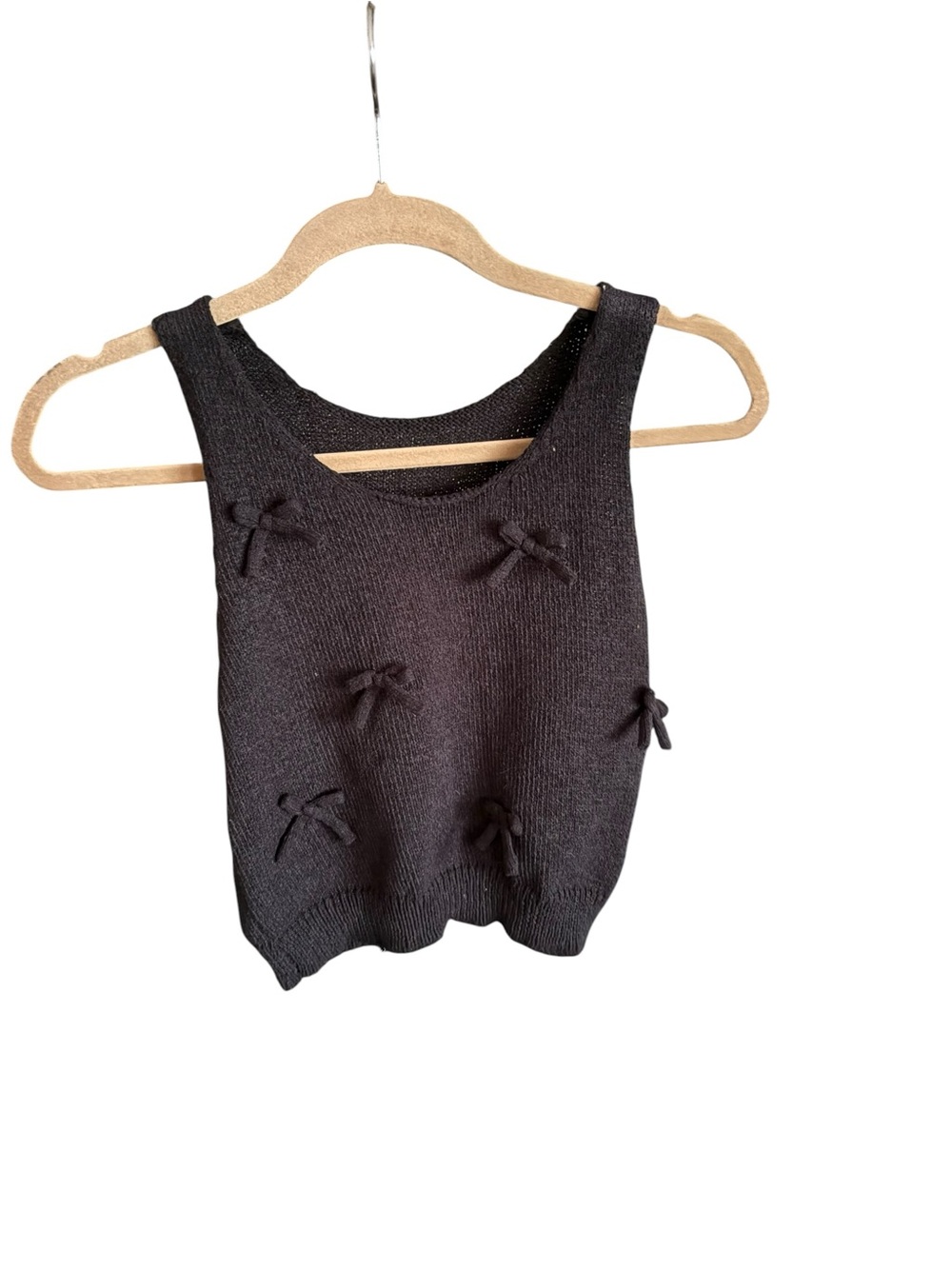 Dress Forum Black Knit Bow Tank Top Coquette Balletcore Sleeveless Sweater